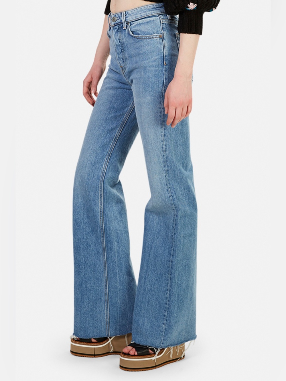 GRLFRND Carla High-Rise Wide-Leg Flare Light Wash Jeans